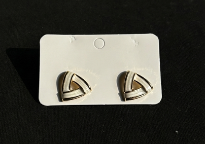 Geometric Enamel Triangle Stud Earrings.