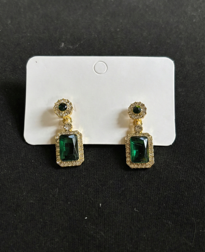 Emerald Elegance Drops Earring