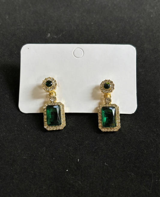 Emerald Elegance Drops Earring