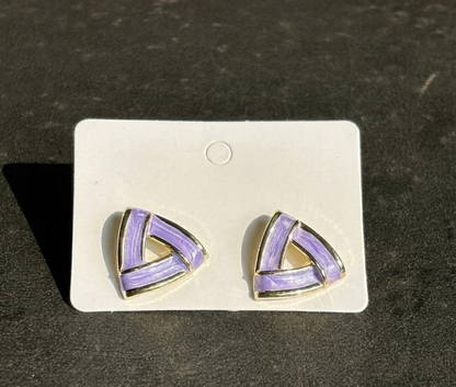 Geometric Enamel Triangle Stud Earrings.