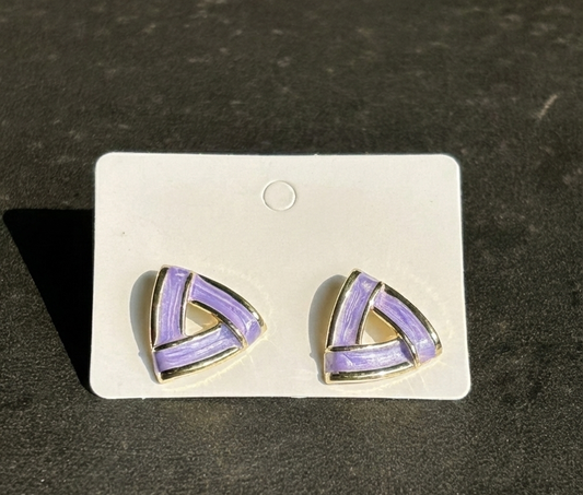 Geometric Enamel Triangle Stud Earrings.