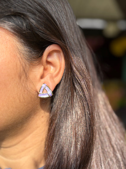 Geometric Enamel Triangle Stud Earrings.