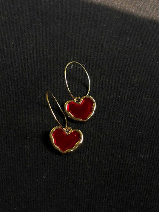 Red Colour Heart Shaped Antique Earring