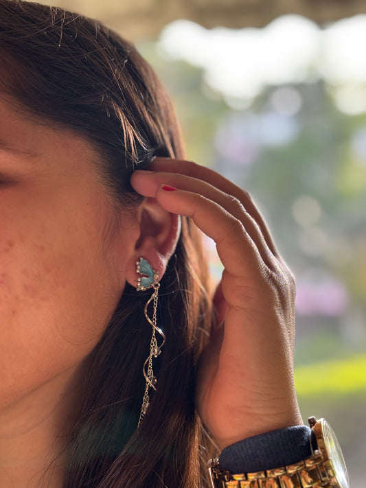 Midnight Teal Butterfly Earring