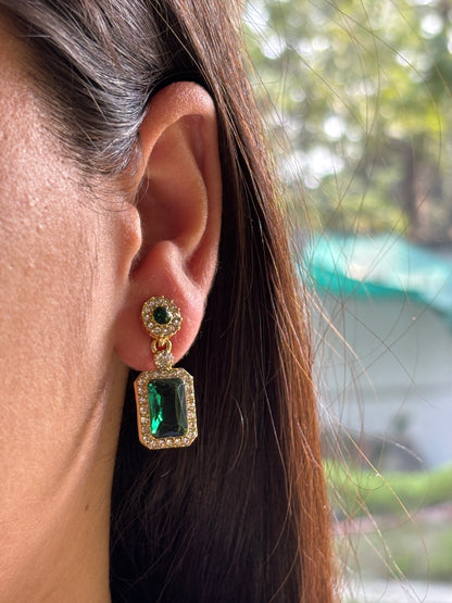 Emerald Elegance Drops Earring